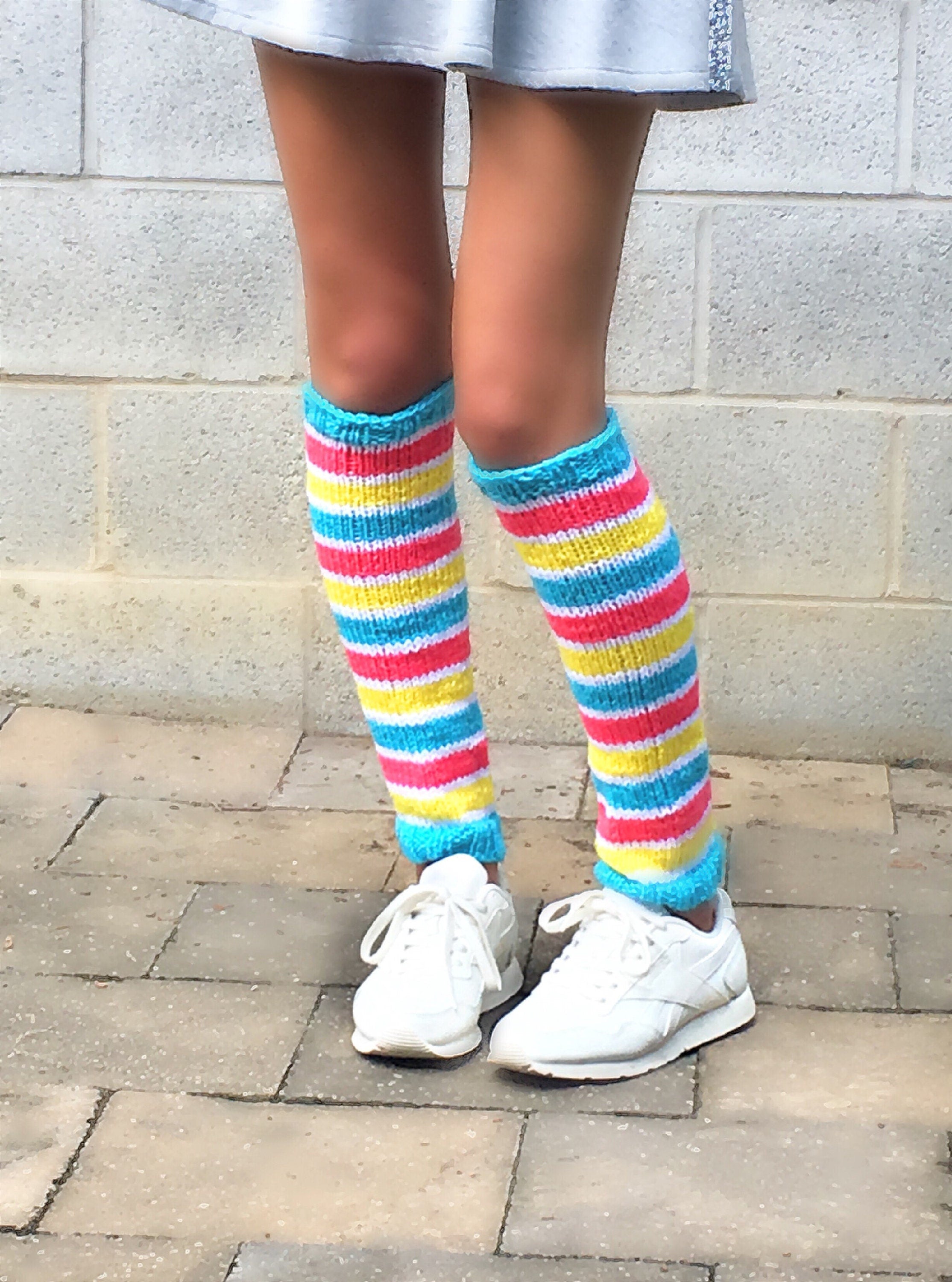 Long Leg warmers women's, knit long, striped leg warmers for teenage girls, women, colorful, bright striped leg warmer, bright leg warmers