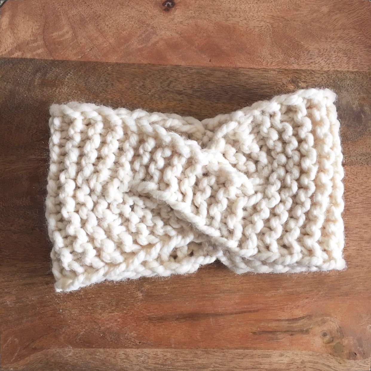 Knit Turban Headband, Chunky Ear Warmer womens in cream color