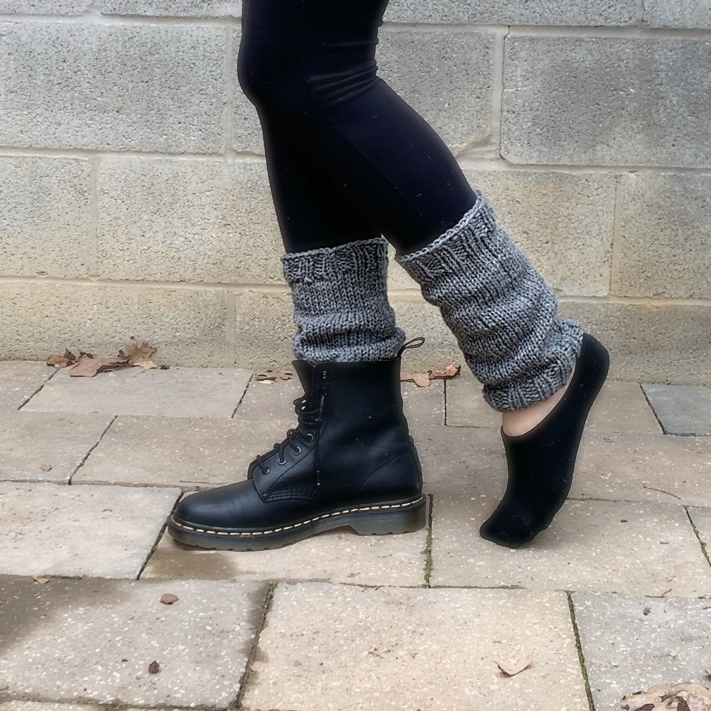 Knit Ankle Warmers: Gray Acrylic Leg Warmers