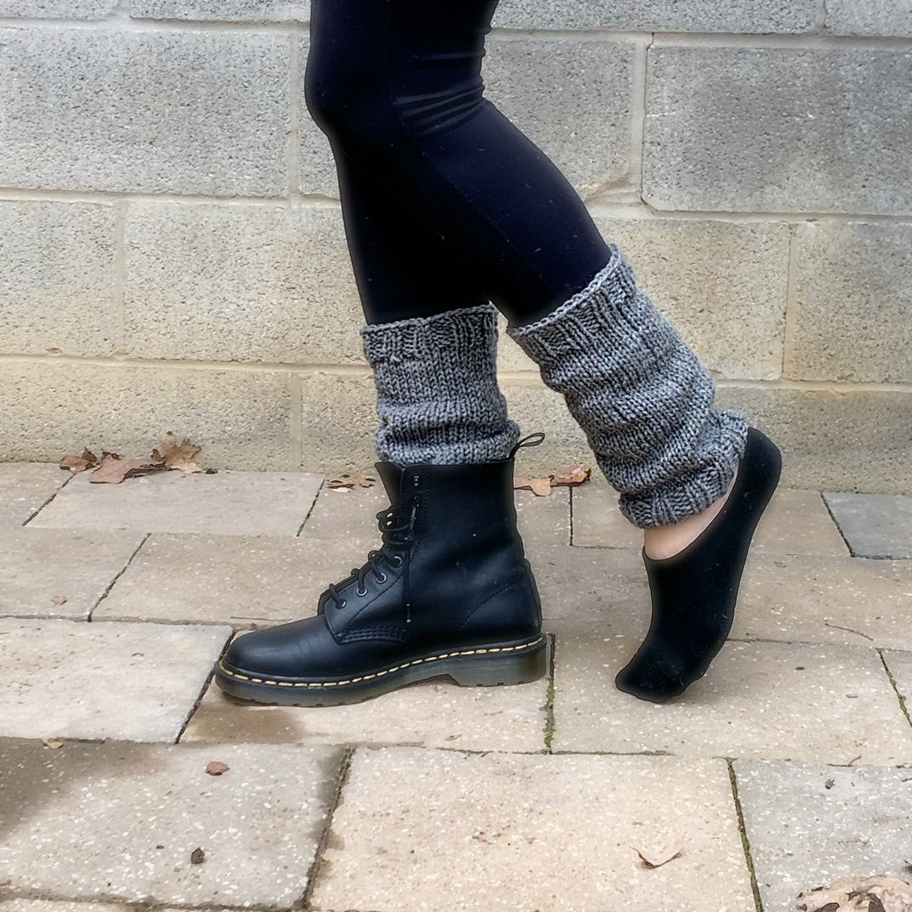 Knit Ankle Warmers: Gray Acrylic Leg Warmers