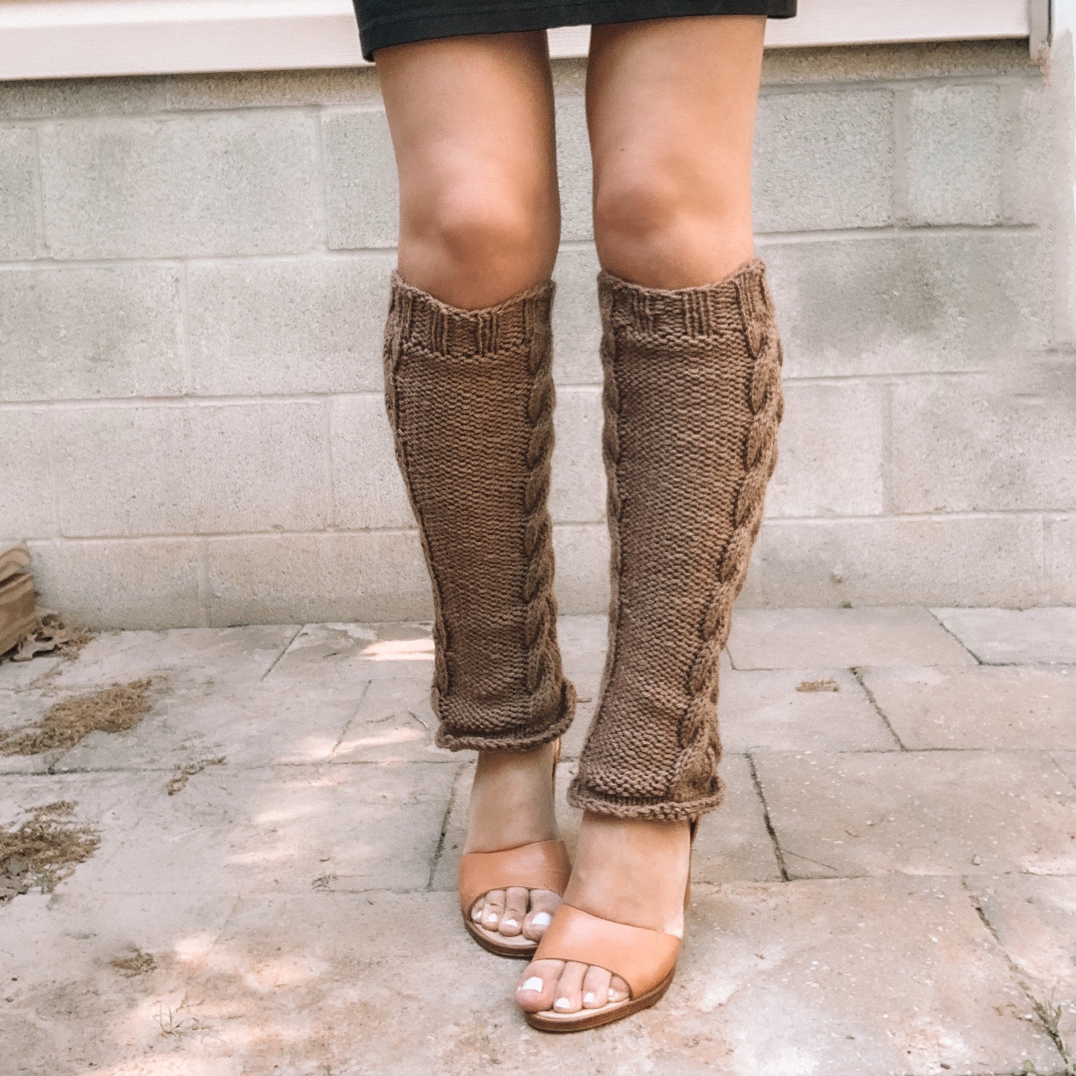 Cable knit knee high leg warmer, gift for her, tall leg socks women’s.