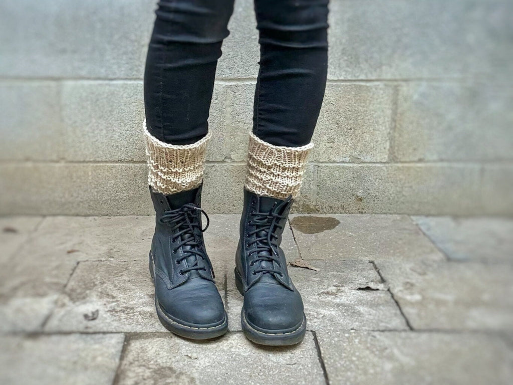 Short ankle warmers / leg warmers in beige color