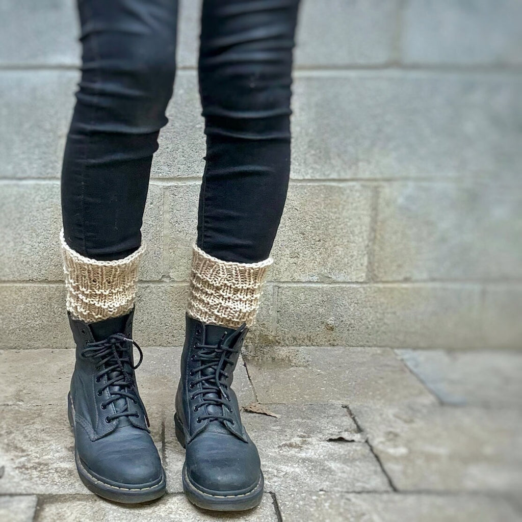 Short ankle warmers / leg warmers in beige color
