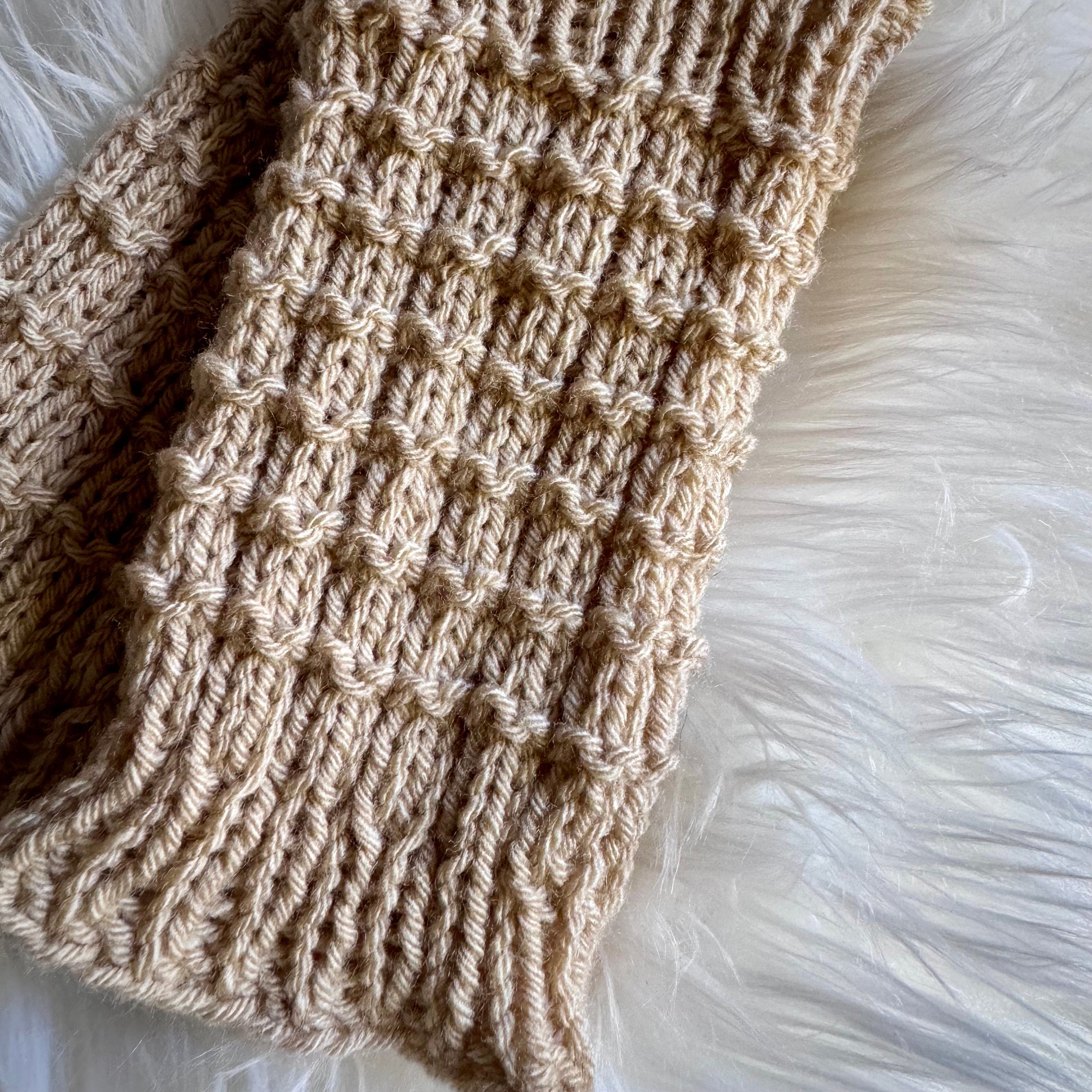 Short ankle warmers / leg warmers in beige color