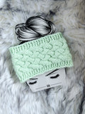 Hand knit Headband in mint green color, cable knit earwarmer, adult size