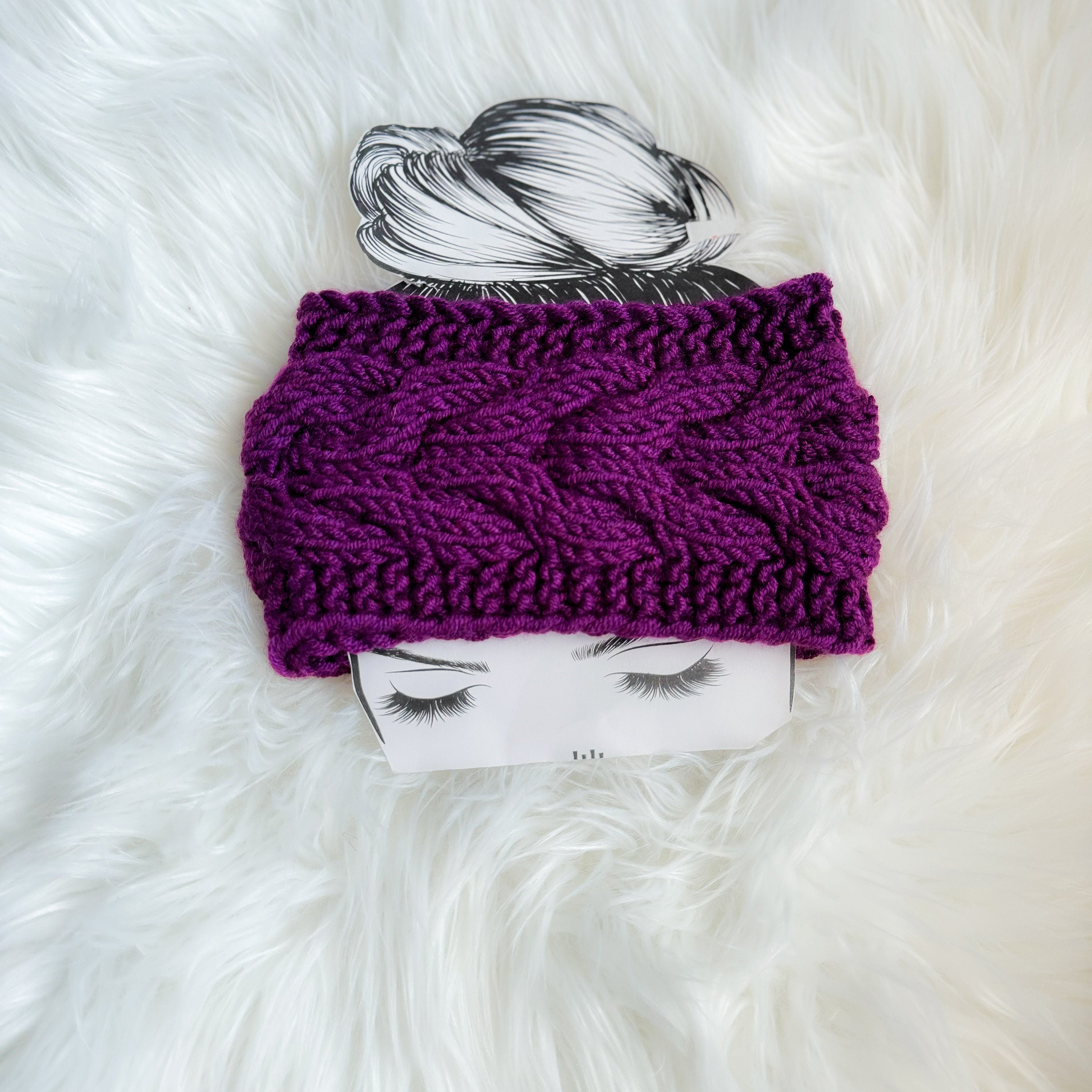 Knit headband earwarmer in purple / cold weather headwear womens