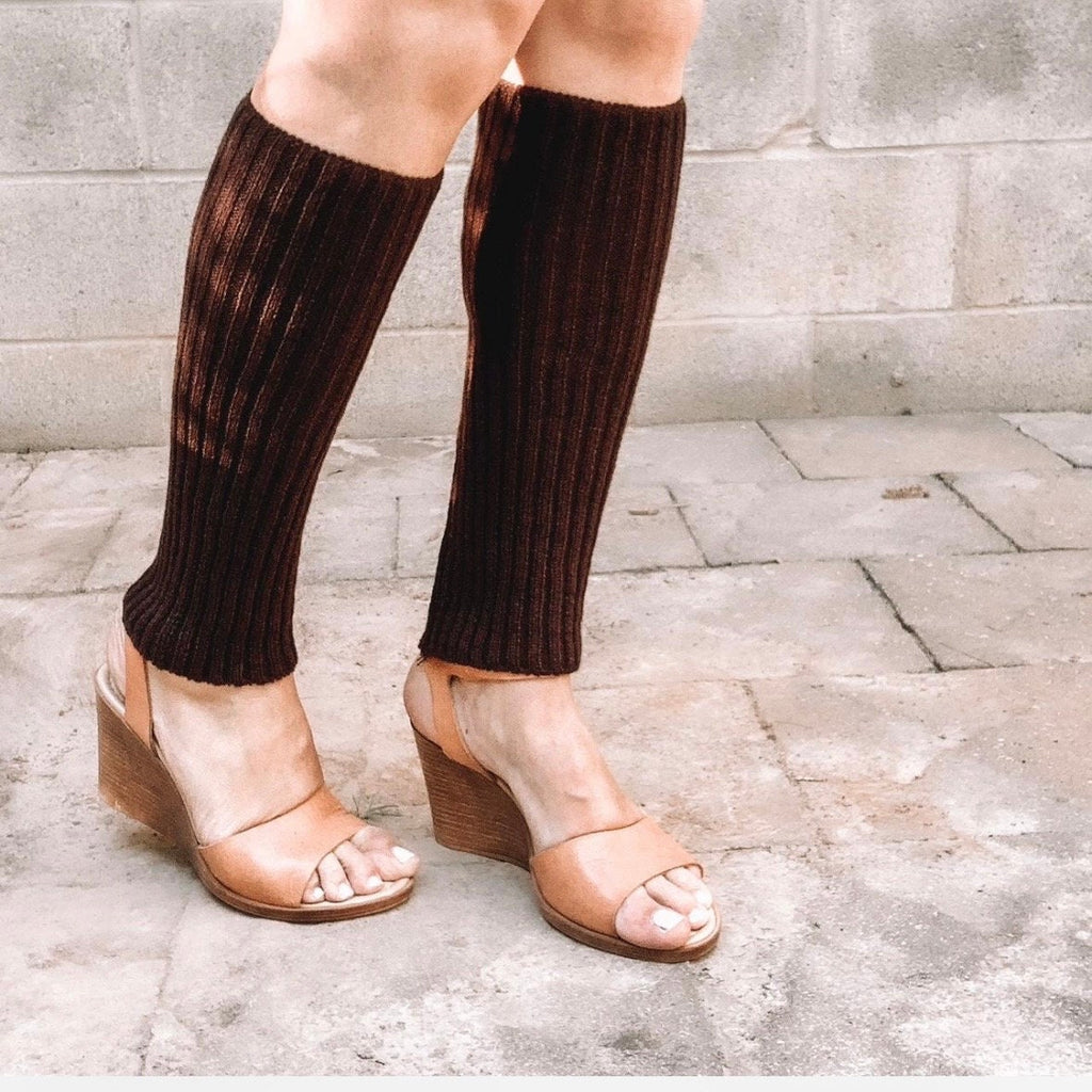 Brown Knit Leg Warmers: Ankle Length, Teen Girl Fashion