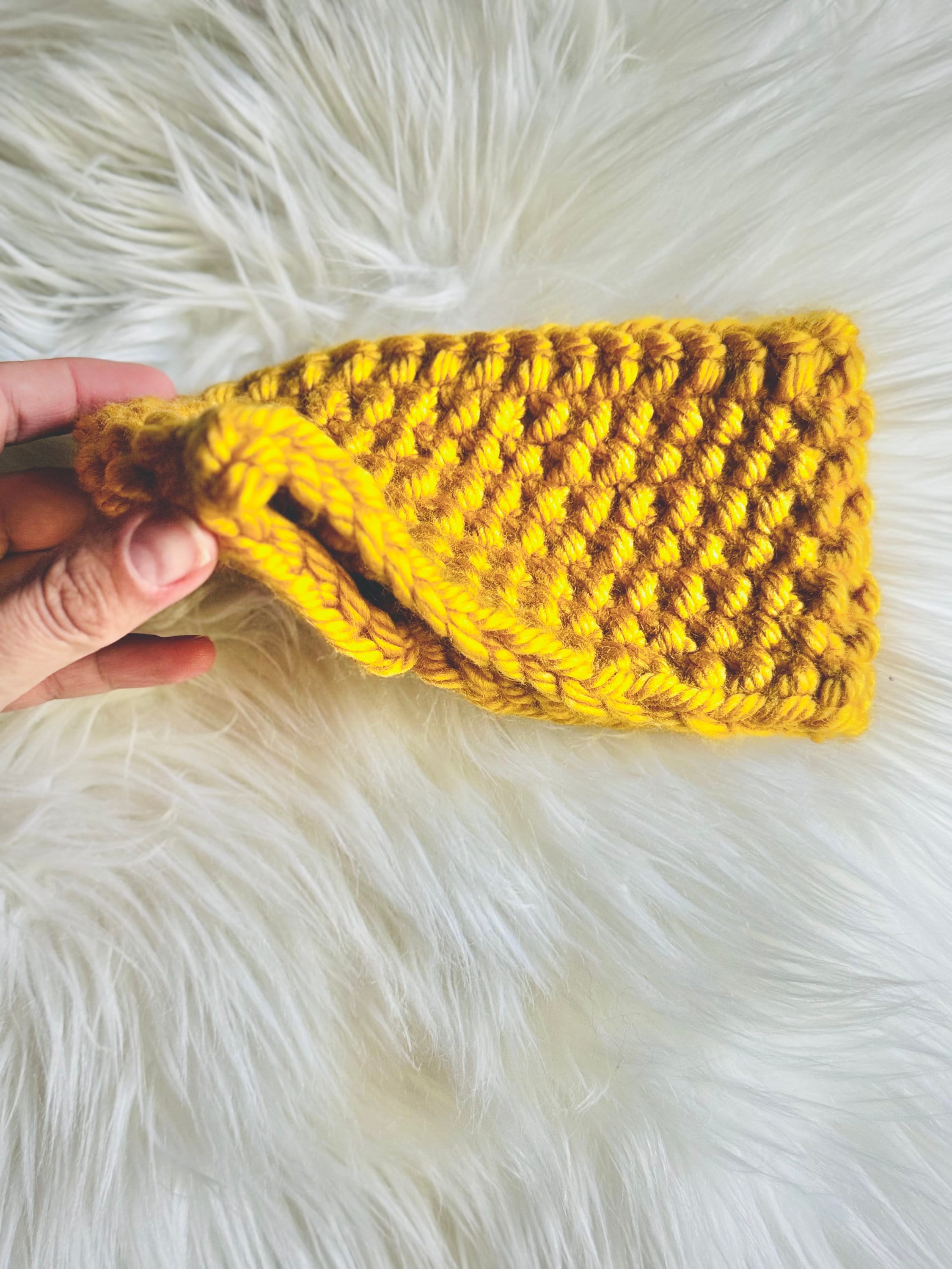 Chunky Knit Headband | Mustard Yellow Ear Warmer, Acrylic Yarn, Adult Size