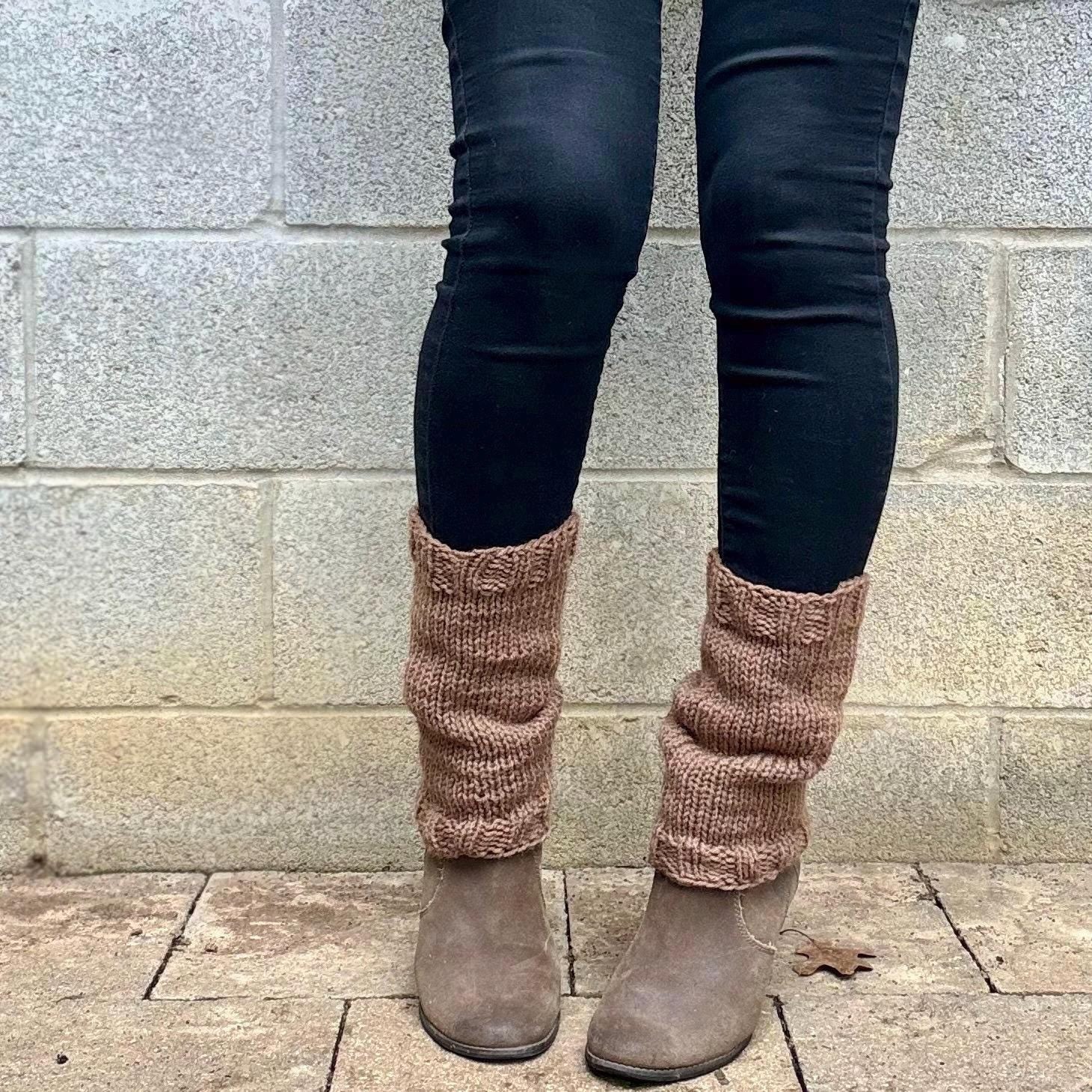 Knit Ankle Warmers: Gray Acrylic Leg Warmers