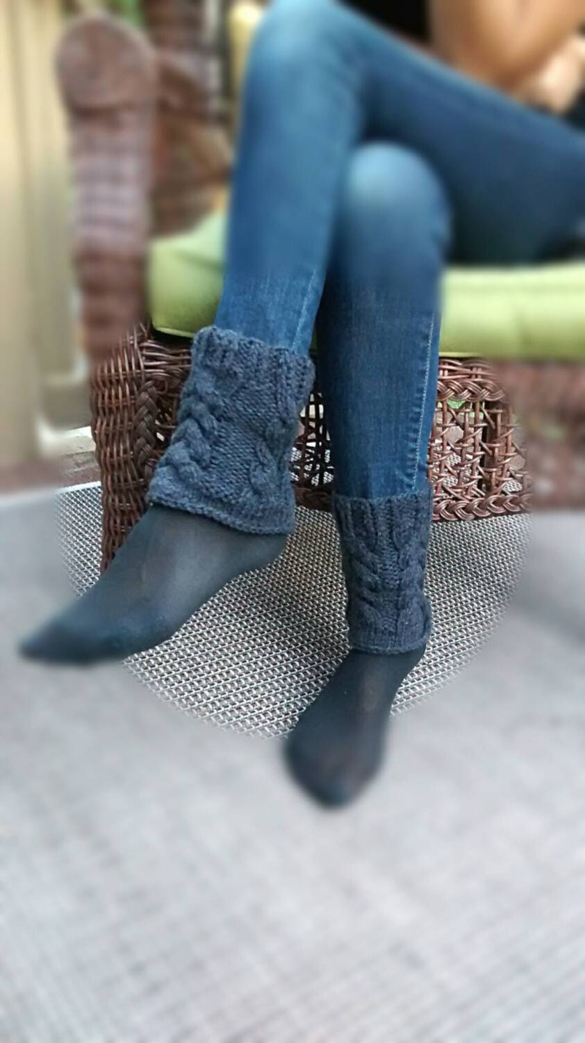 Ankle warmers short boot cuffs Women's leg warmers in dark gray, black or white