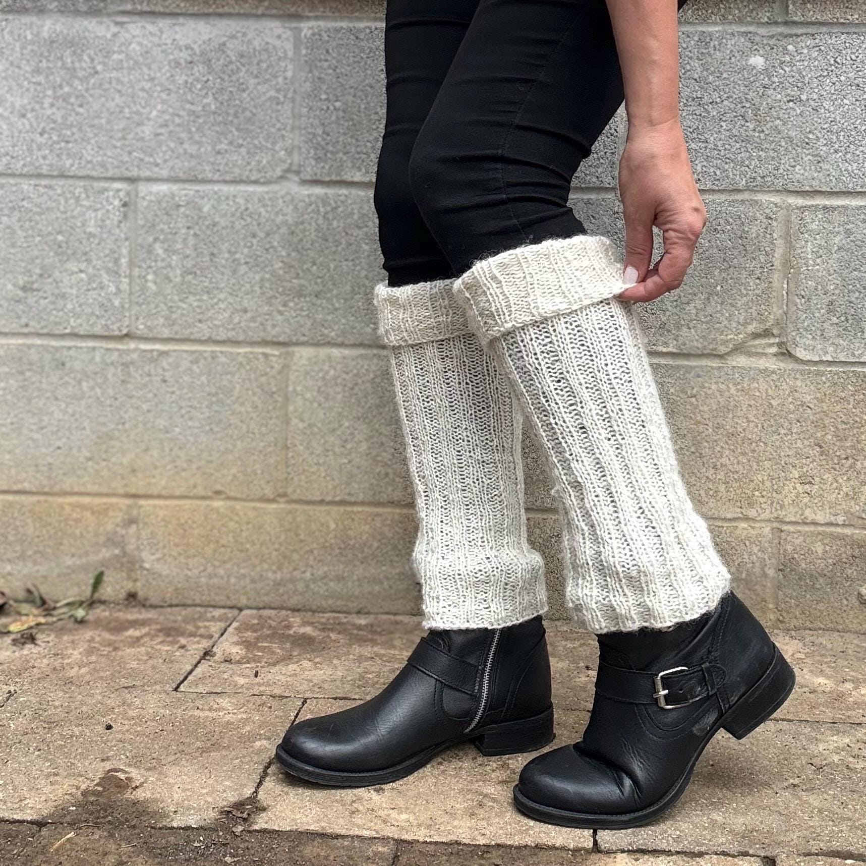 Hand Knit Alpaca Boot Cuffs | Cozy Scrunchy Leg Warmers | Winter Accessories