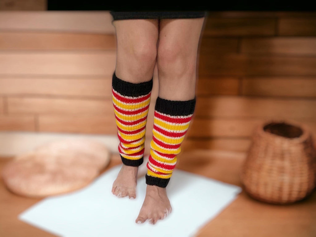 Knee High Knitted Leg Warmers: Acrylic Yarn, One Size