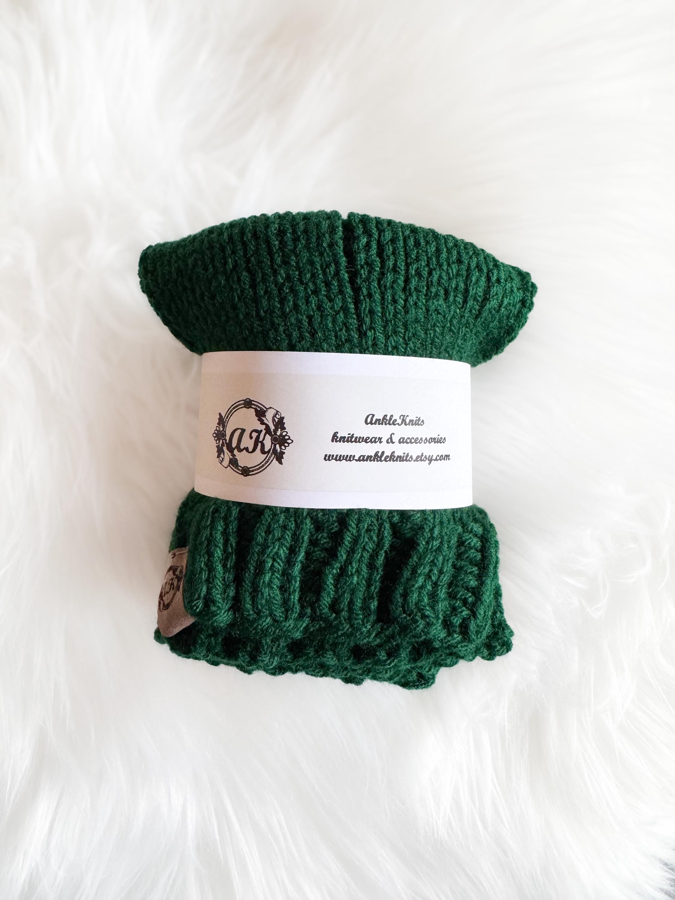 Knitted Ankle Warmers: Light Beige Acrylic Leg Warmers