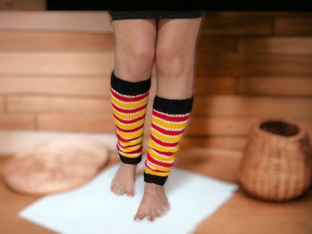 Knee High Knitted Leg Warmers: Acrylic Yarn, One Size