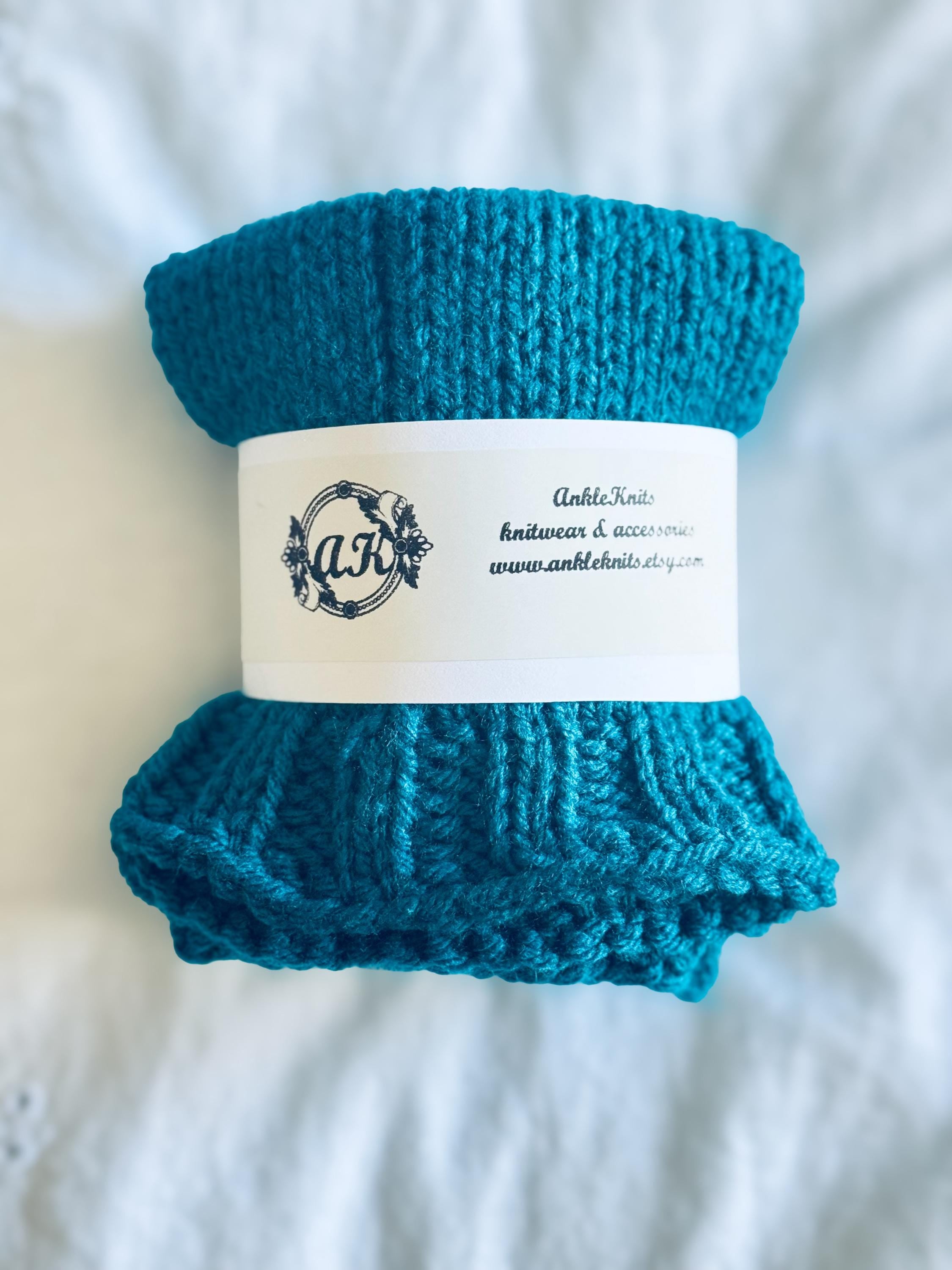 Knitted Ankle Warmers: Light Beige Acrylic Leg Warmers