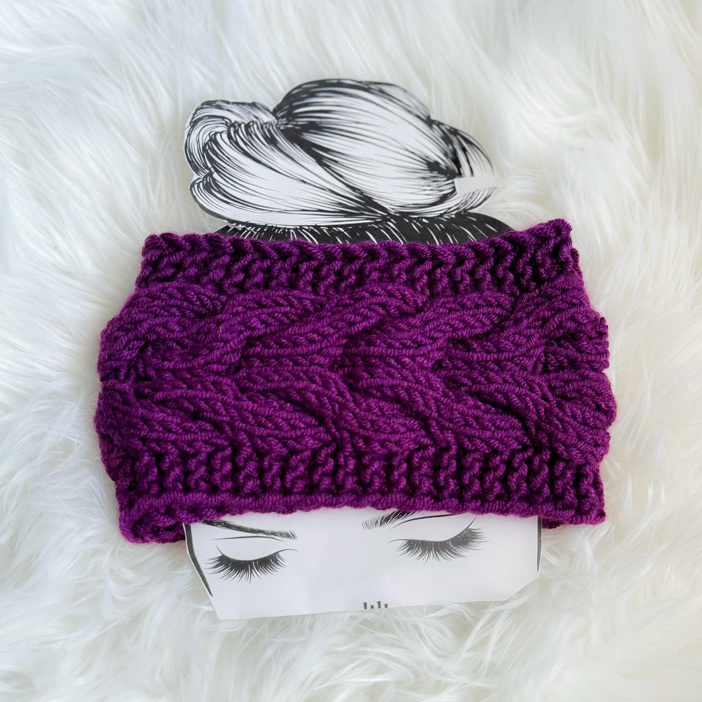 Knit headband earwarmer in purple / cold weather headwear womens