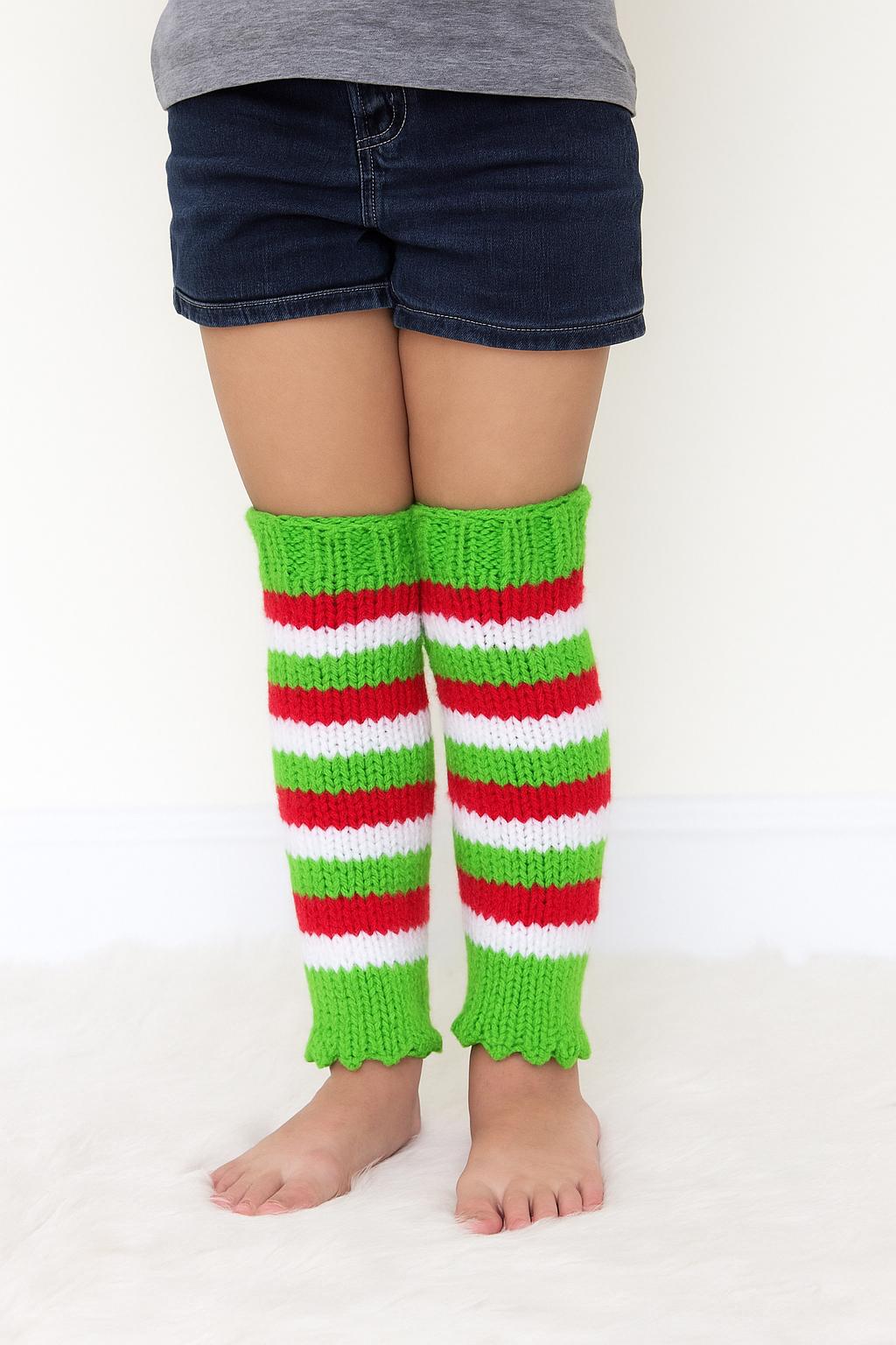 Knitted Kids Leg Warmers, Striped Acrylic Costume Accessory