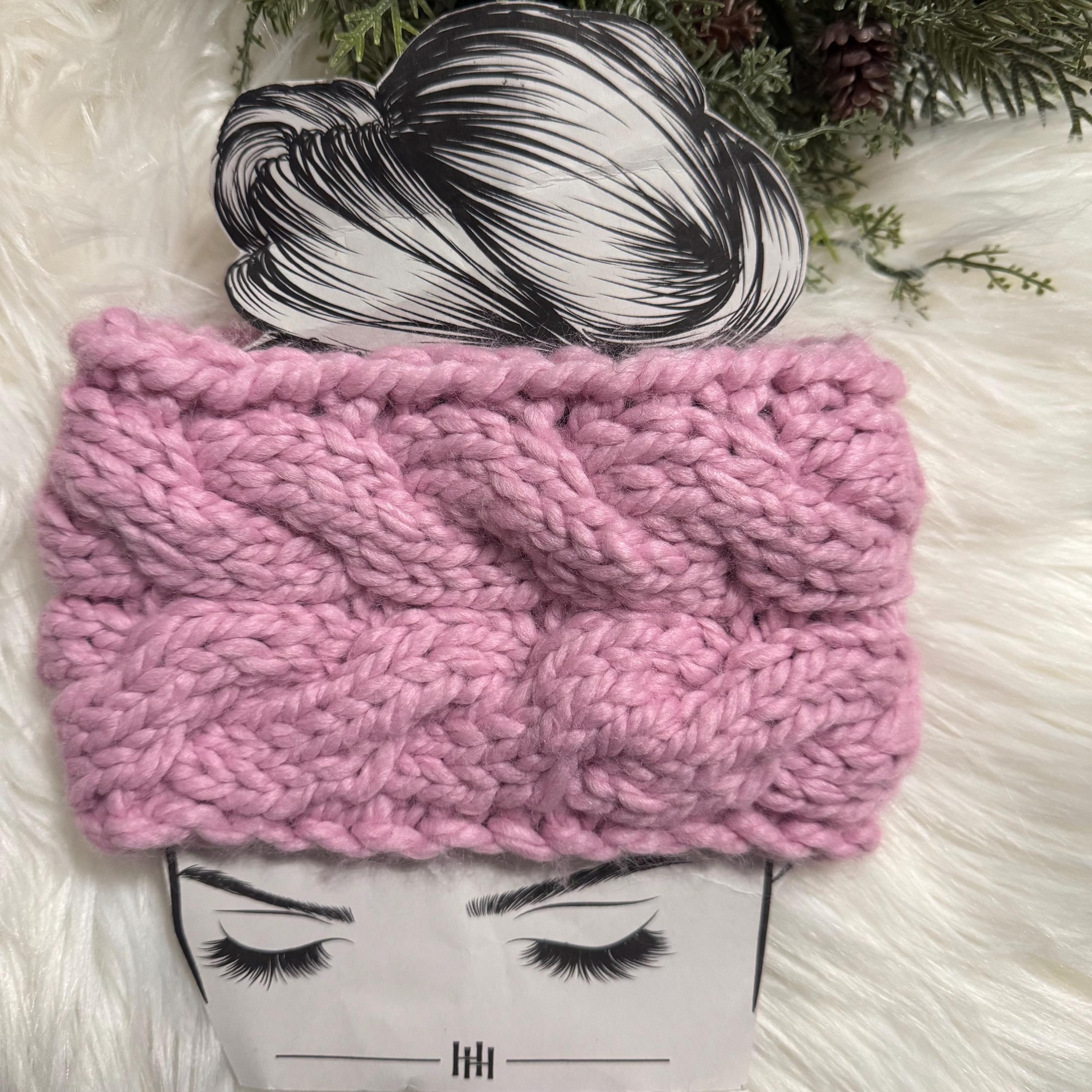 Chunky headband knitted in pink color for her