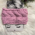 Chunky headband knitted in pink color for her