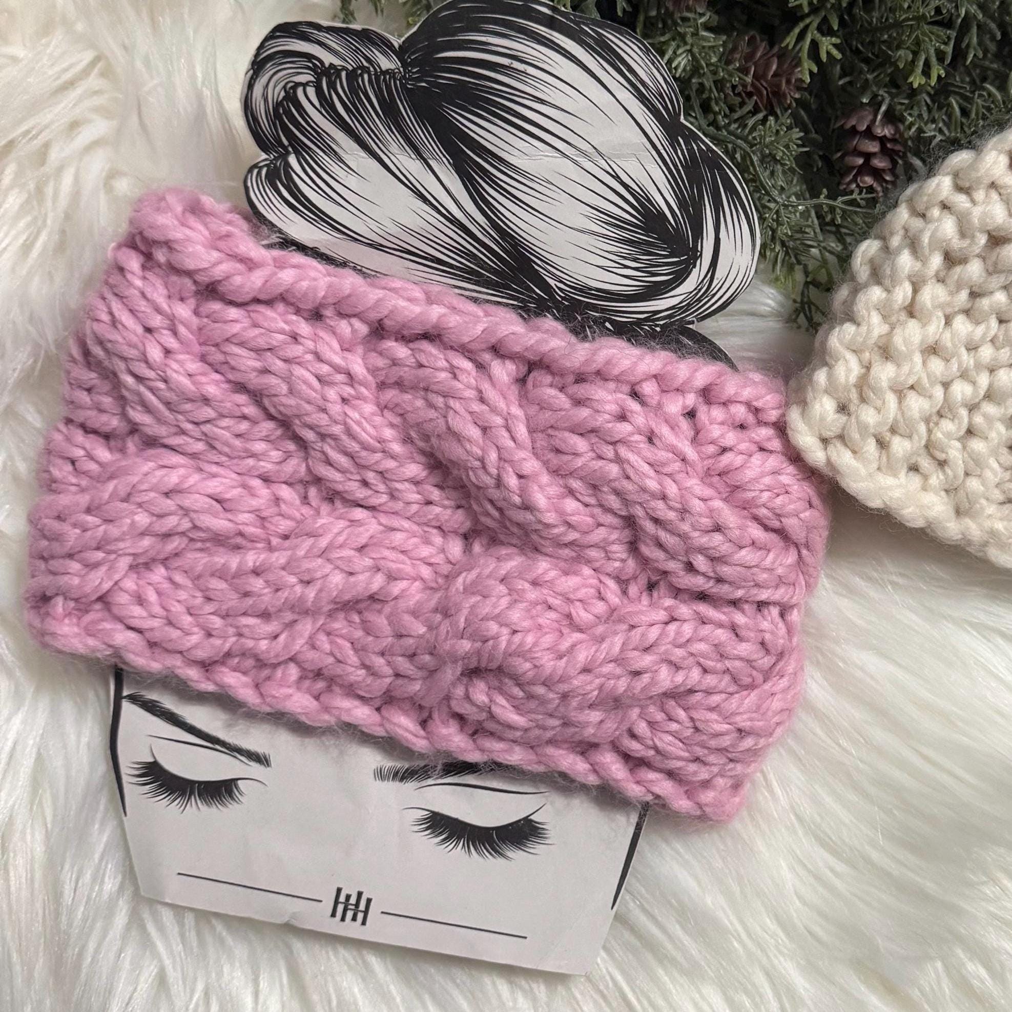 Chunky headband knitted in pink color for her