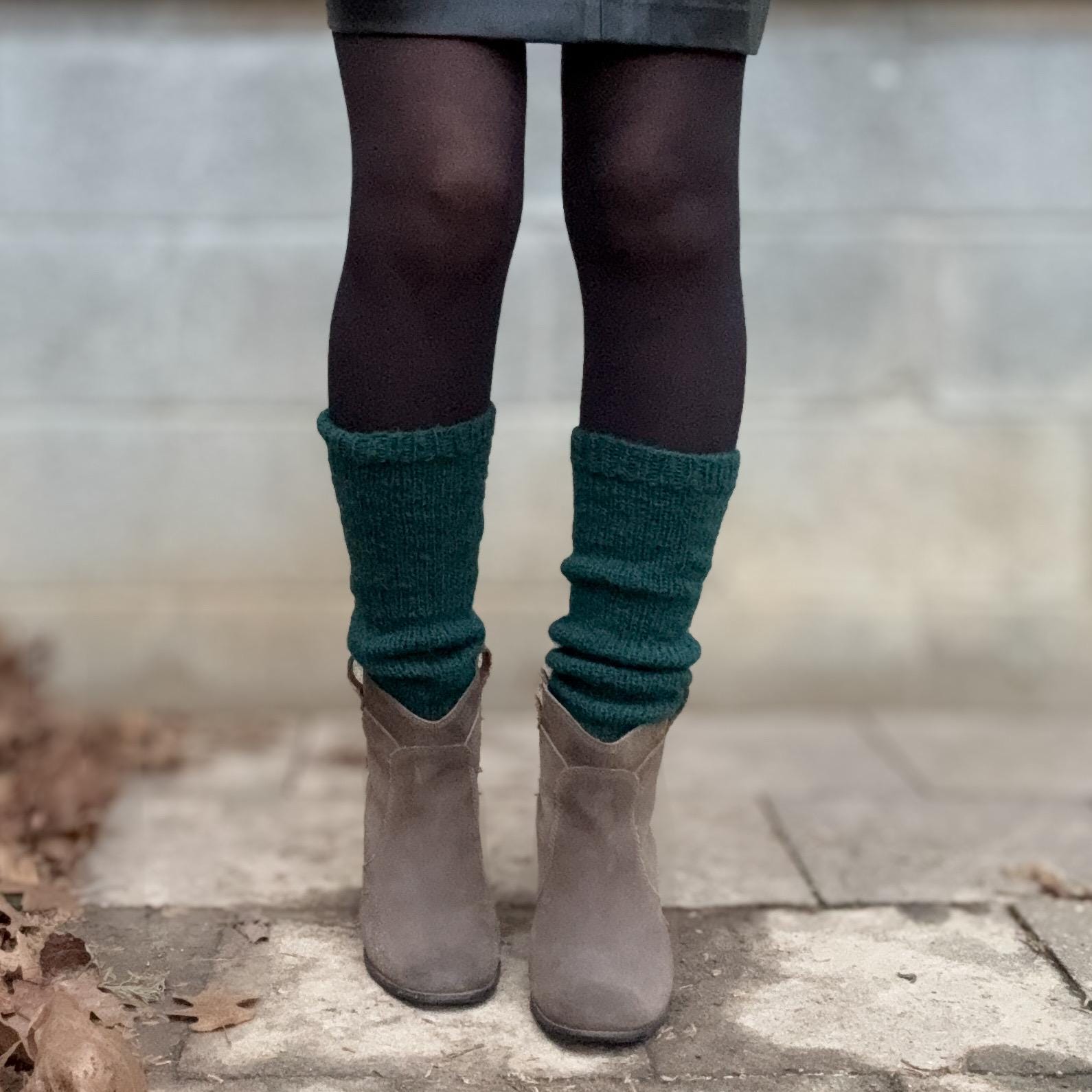 Hand Knit Wool Leg Warmers & Arm Warmers Set – Forest Green