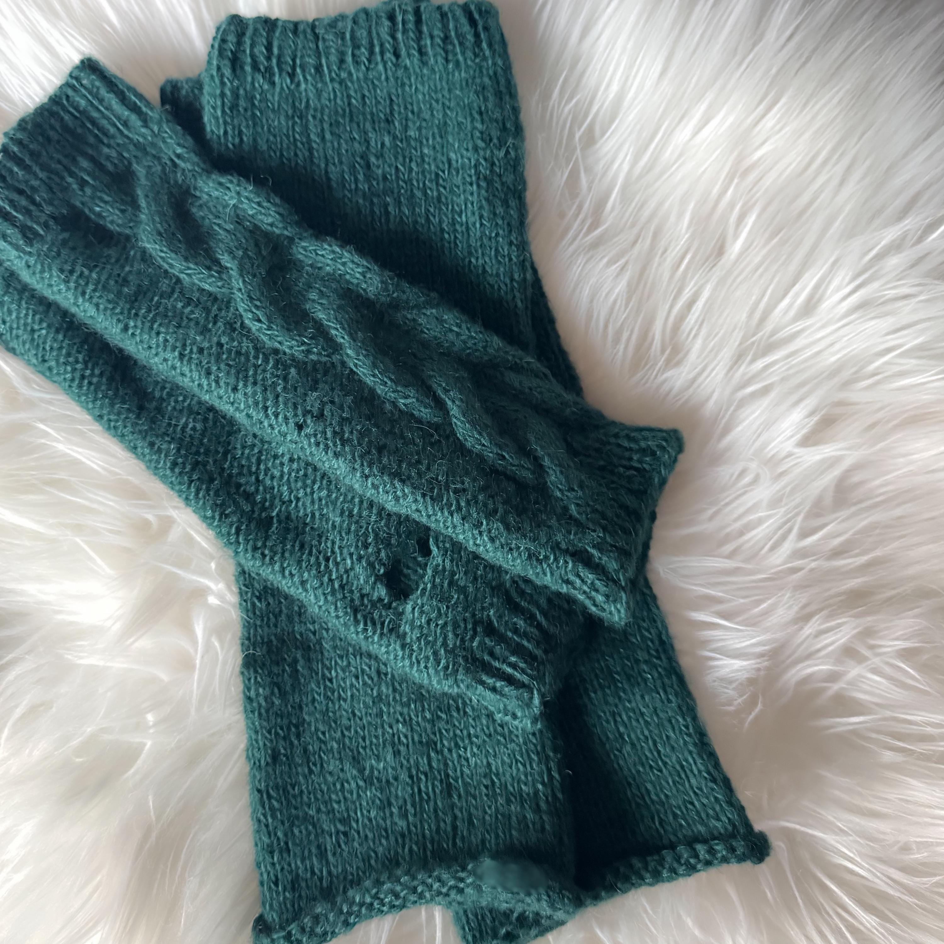 Hand Knit Wool Leg Warmers & Arm Warmers Set – Forest Green