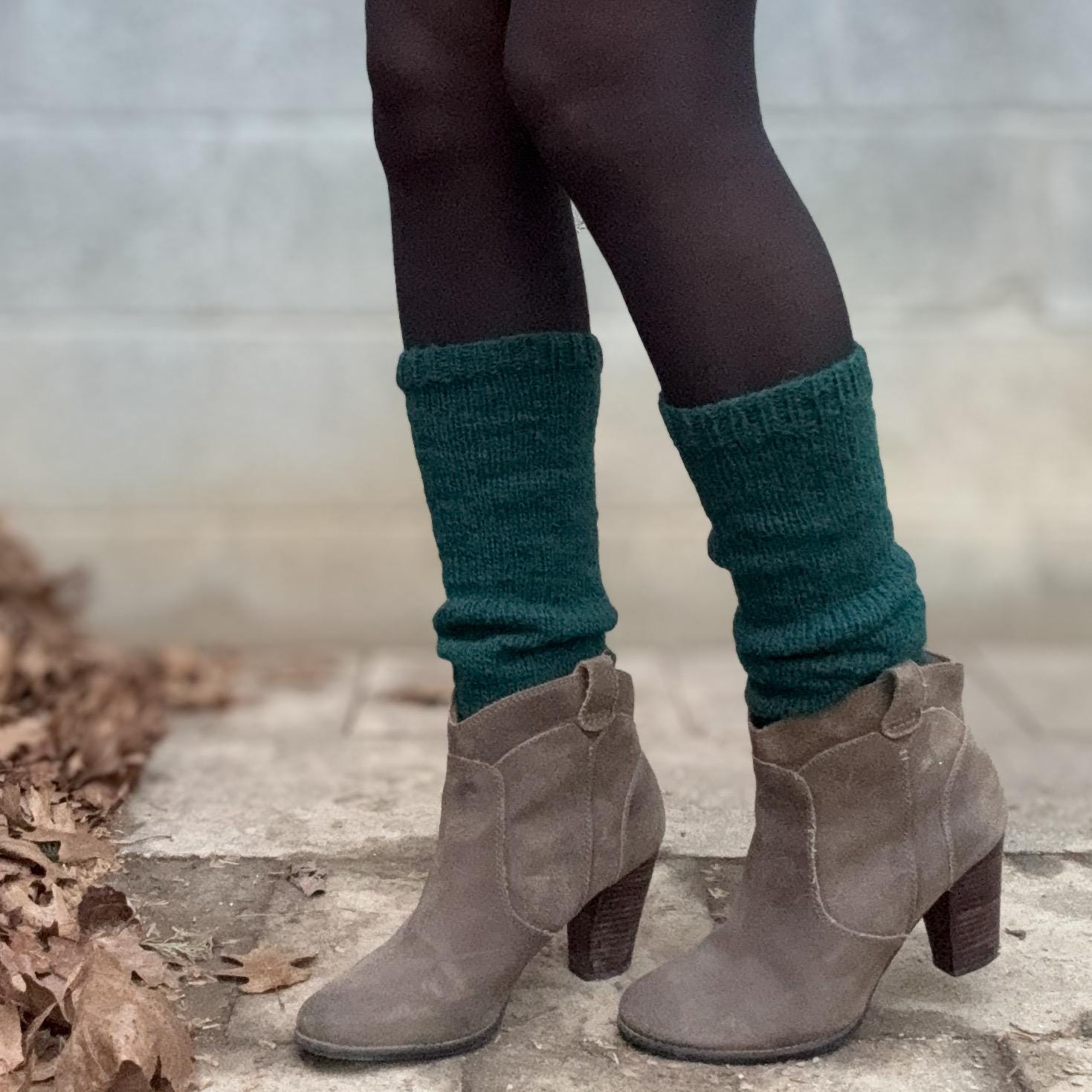 Hand Knit Wool Leg Warmers & Arm Warmers Set – Forest Green