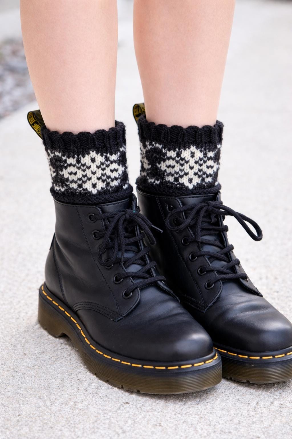 Short ankle warmers, Nordic style boot toppers, wool knit leg warmers