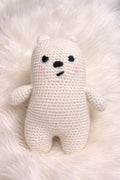 Handmade White Crochet Bear Plush – Amigurumi Stuffed Animal Toy – Nursery Decor Gift